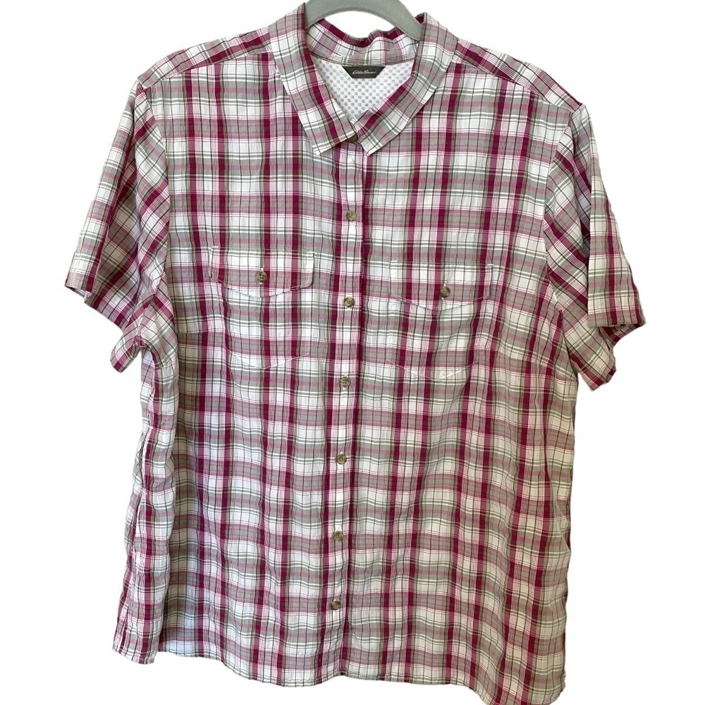LADIES Eddie Bauer Short Sleeve Button Down Top, Med/Large